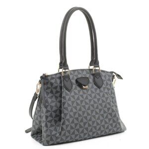 Geometric Monogrammed Large Shoulder Satchel Tote Bag